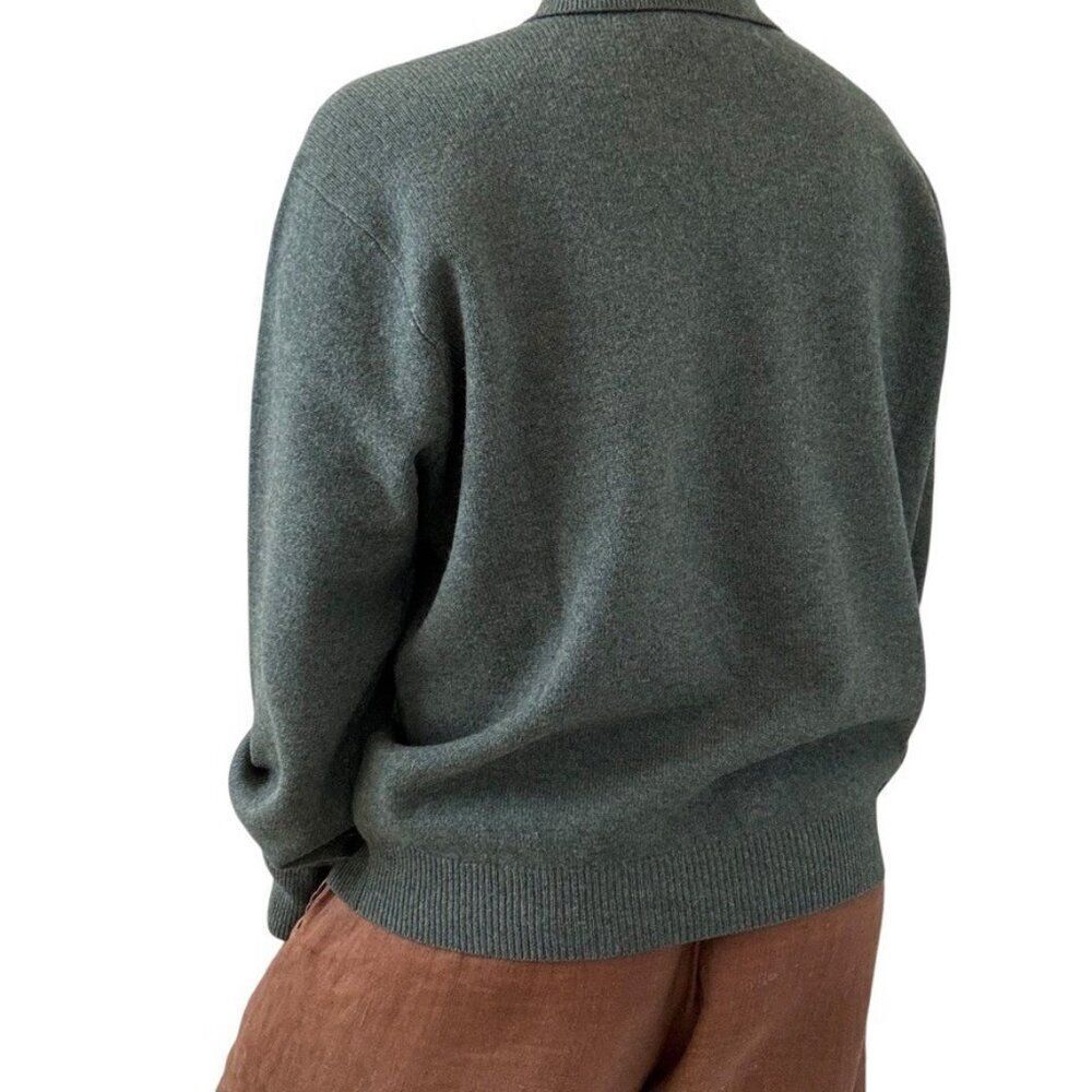 Vintage Mens 1990s Polo Ralph Lauren Lambswool Teal Green Collared Sweater XL - Picture 6 of 8